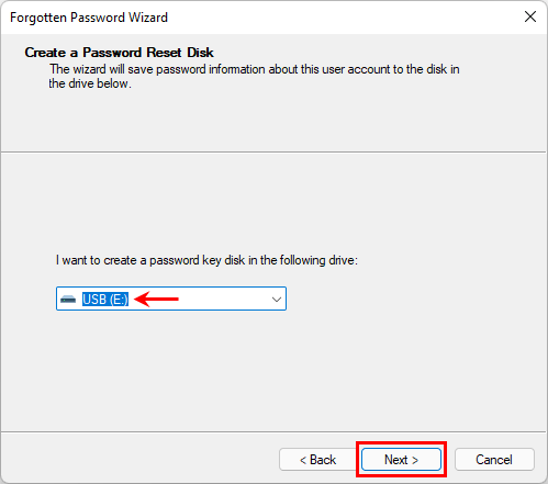 create password reset disk