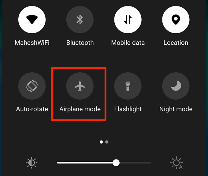 Airplane mode on Android 