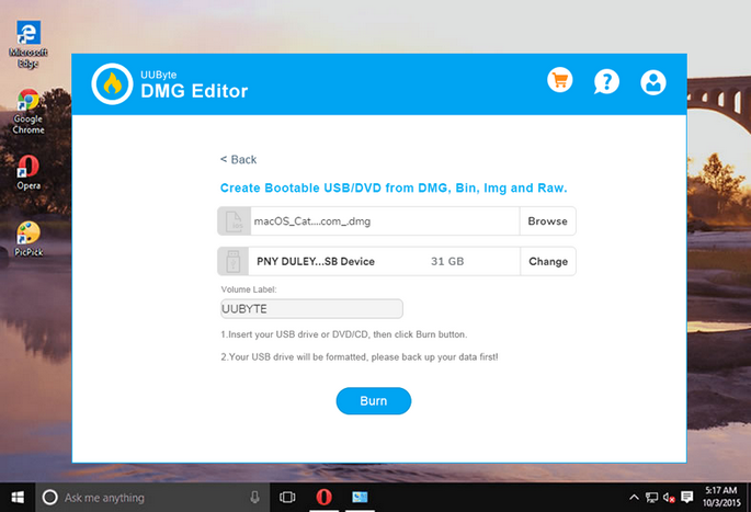 write a dmg file to a flash drive