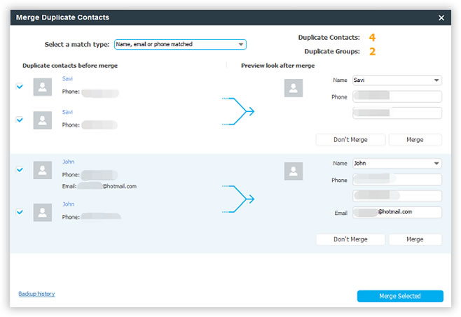 Fast Find and Merge the Duplicate Contacts